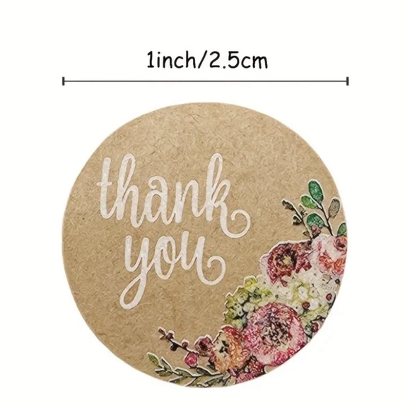500pcs Kraft Paper Floral Thank You Stickers - Picture 5 of 5